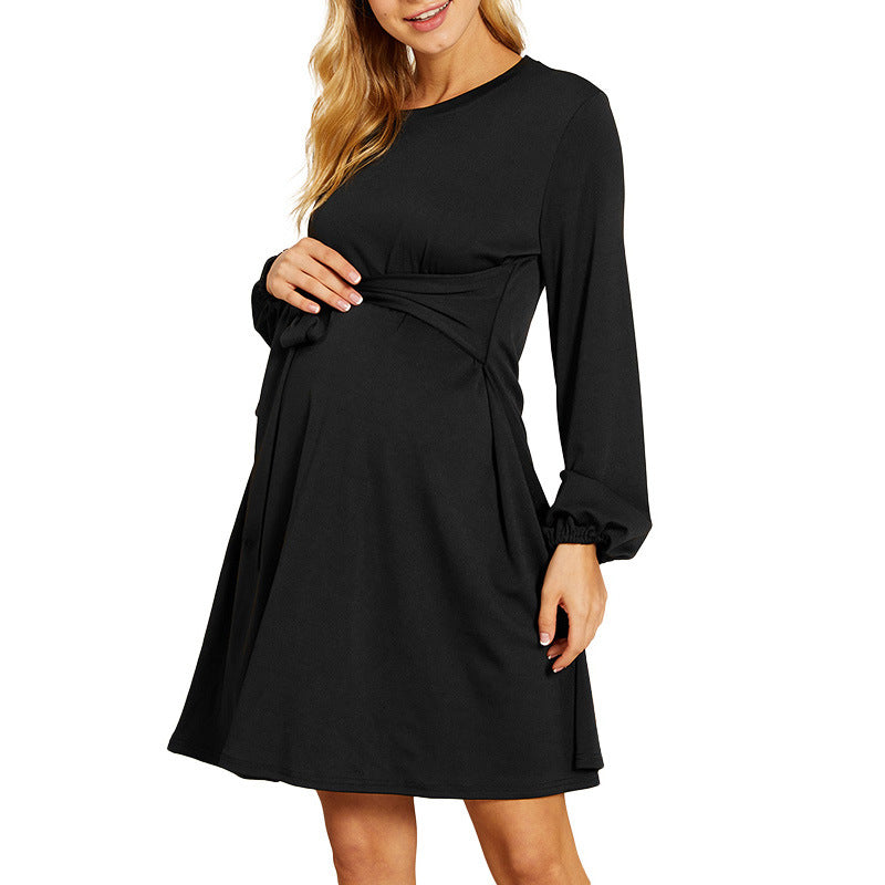 Faux Wrap Maternity Dress with Adjustable Belt